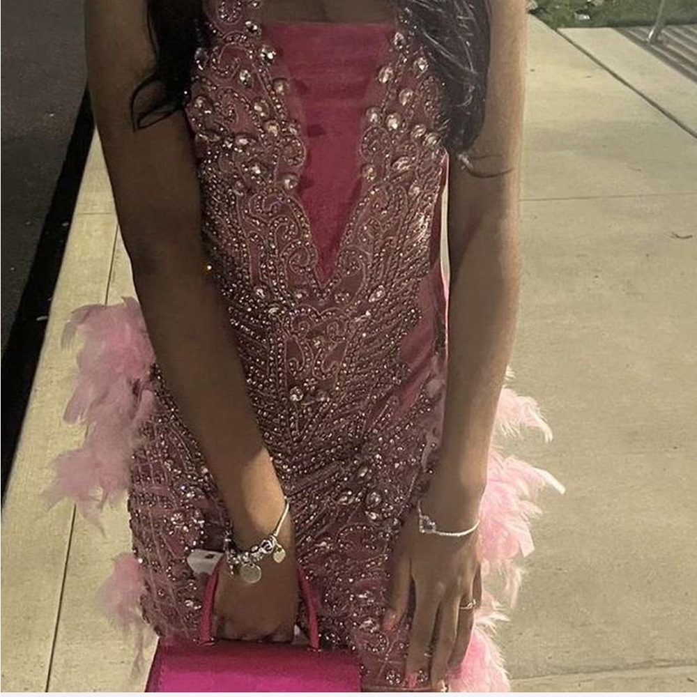 Elegant Pink Beaded Dress